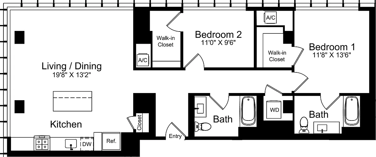 Floor plan 2 Bedroom M