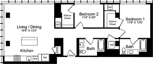 Floor plan 2 Bedroom M