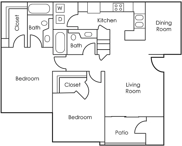 Floor plan 2BD x 2BA Classic