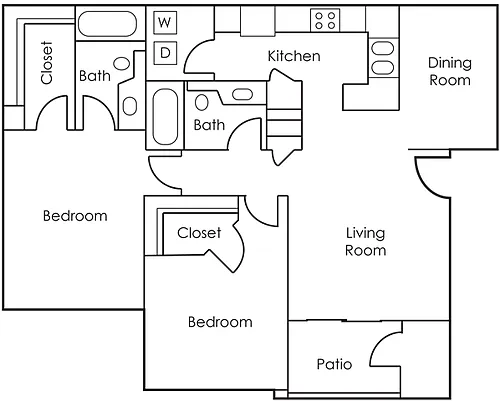 Floor plan 2BD x 2BA Classic