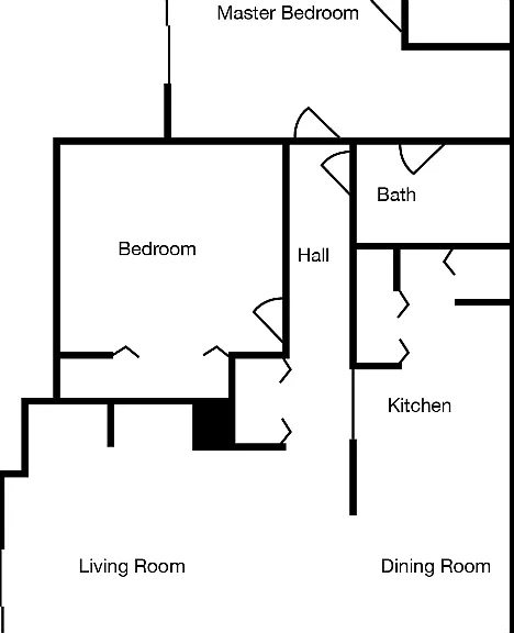 2 Bedroom 1 Bathroom A Floorplan Diagram