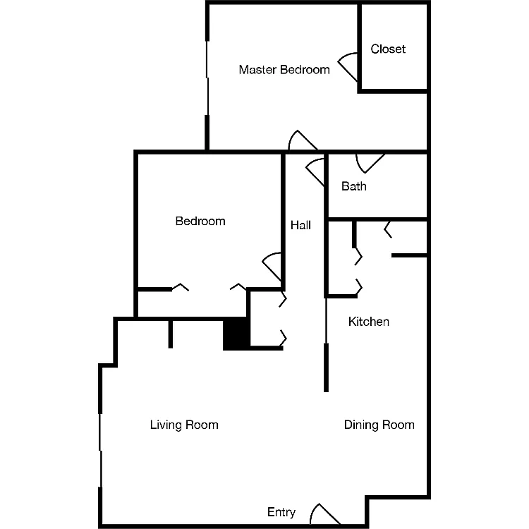 Floor plan 2 Bedroom 1 Bathroom A