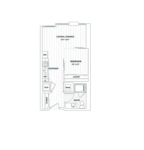 Floor plan 1 Bed - 1 Bath | aj3