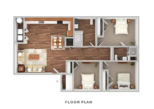 Floor plan 3 Bed 2 Bath Upstairs