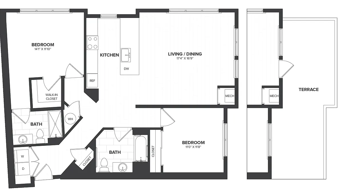 Floor plan 2 Bed/2 Bath-B7