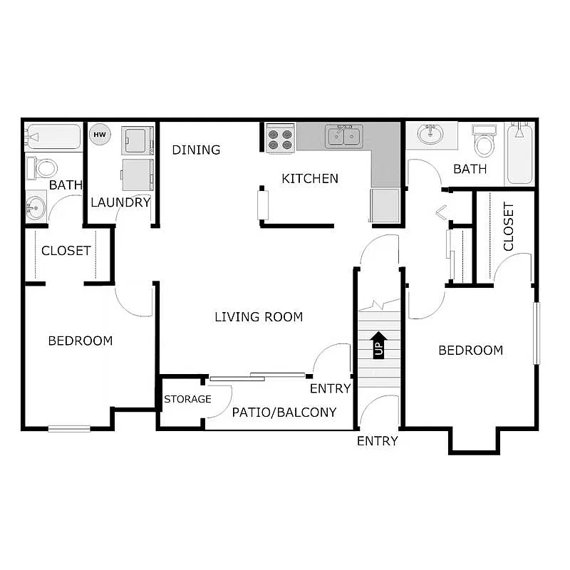 Floor plan 2 Bedroom 2 Bathroom Deluxe