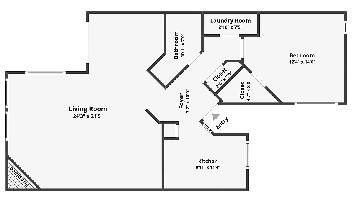 Floor plan 1 Bedroom w Dining Nook