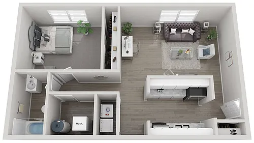 Floor plan A8 1x1 C Standard - Call for Availability