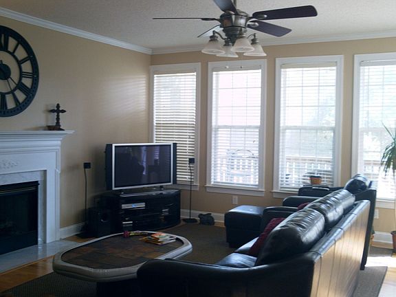 Open living room surrounded by large windows