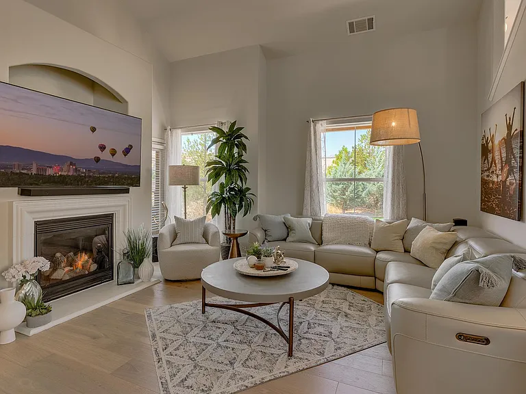 luxuriously appointed with surround sound and 75" TV