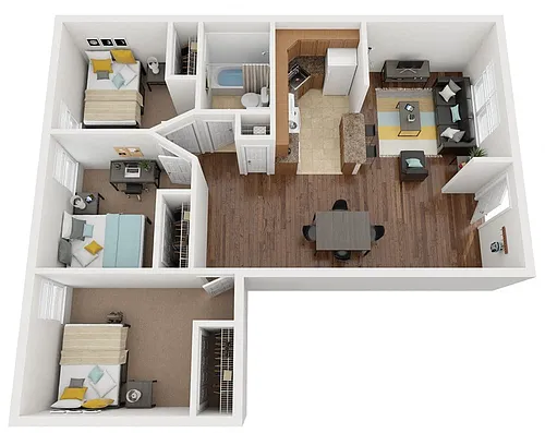 Floor plan 3 Bedroom 1 Bath