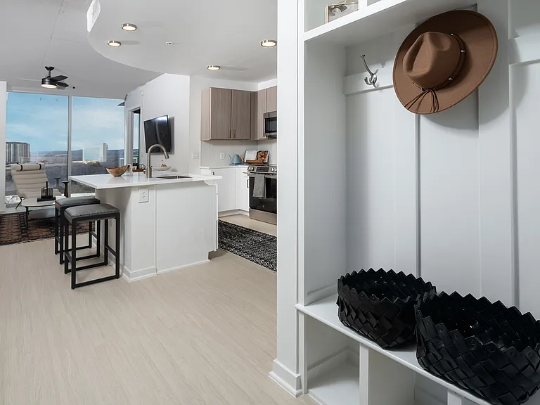 Custom hall tree at entry available in select apartments