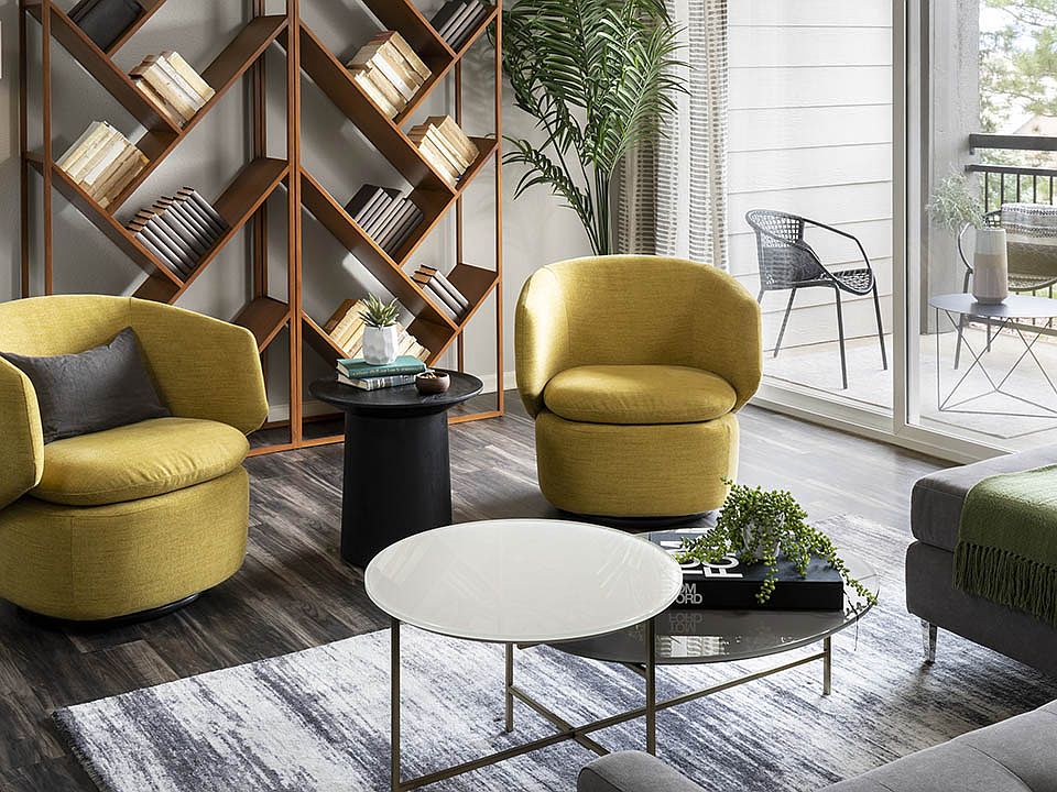 Apartment Living Room with Wood floors.