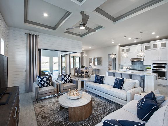 Model Representation Open gathering room, showcasing an iron cross coffered ceiling and zero-corner