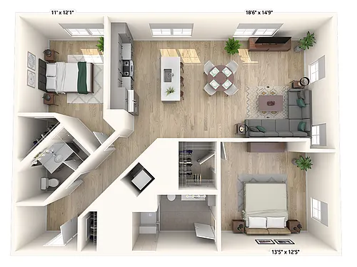 Floor plan B8.1 | 2 Bed | 2 Bath