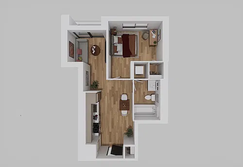 Floor plan 1 Bed, 1 Bath