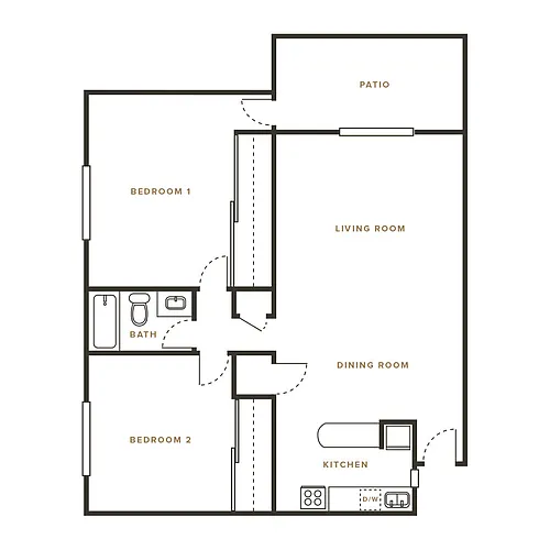 Floor plan 2 Bedroom, 1 Bath A - 114 Sharene