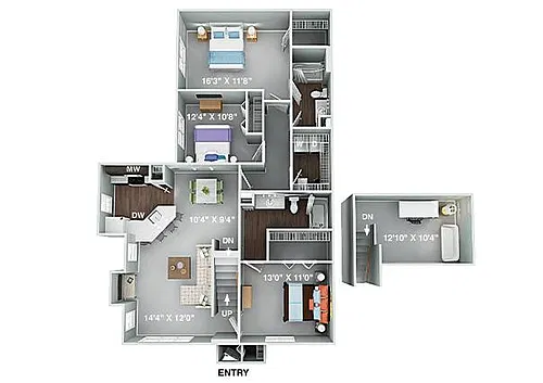Floor plan Smithfield 3 Bedroom 2 Bath Renovated