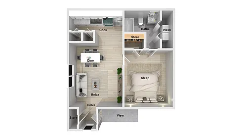 Floor plan 1 Bedroom 1 Bathroom Renovated