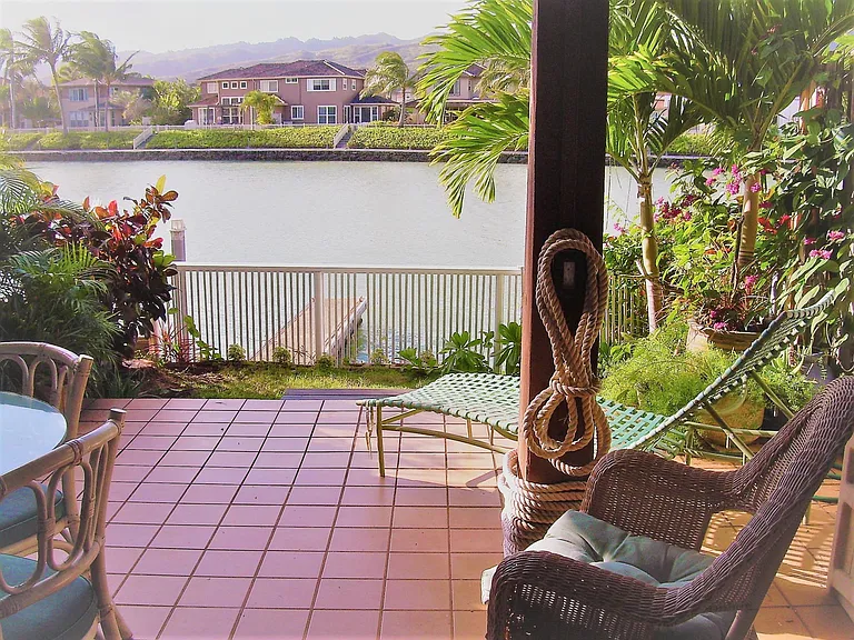 Lanai Garden overlooking Boat Dock and Marina