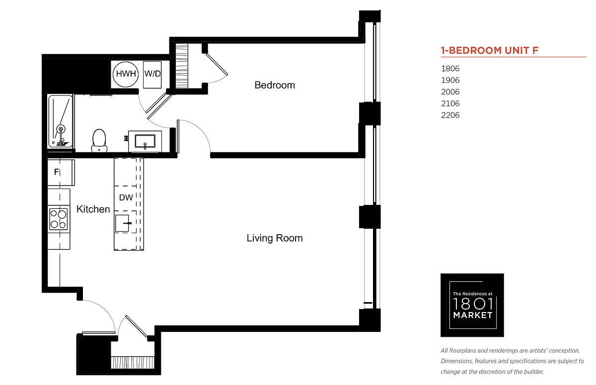 Floor plan One Bedroom F