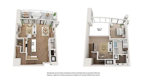 Floor plan 1 BR x 1 BA Garden Loft - C