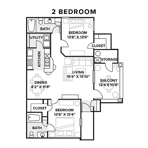 Floor plan 2 Bedroom Regular