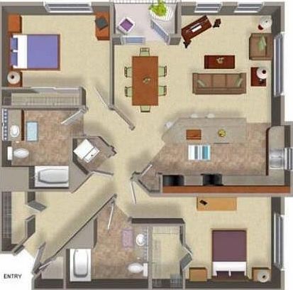 Floor Plan. Additional patio located off master bedroom.