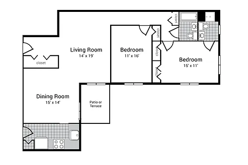 Floor plan 2 Bedroom 2 Bath