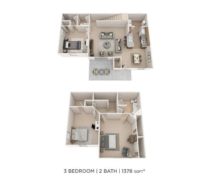 Floor plan Three Bedroom Townhome