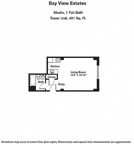 Floor plan Studio -Tower