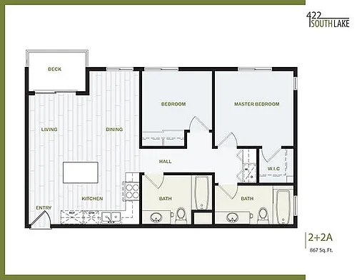 Floor plan 2 Bedroom, 2 Bath