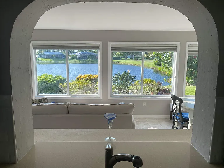 Lake views from the kitchen sink.