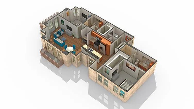 Floor plan 2 BR x 2 BA - K