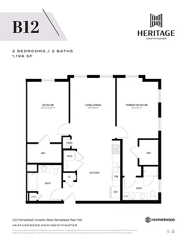 Floor plan 2 Bed, 2 Bath - B12