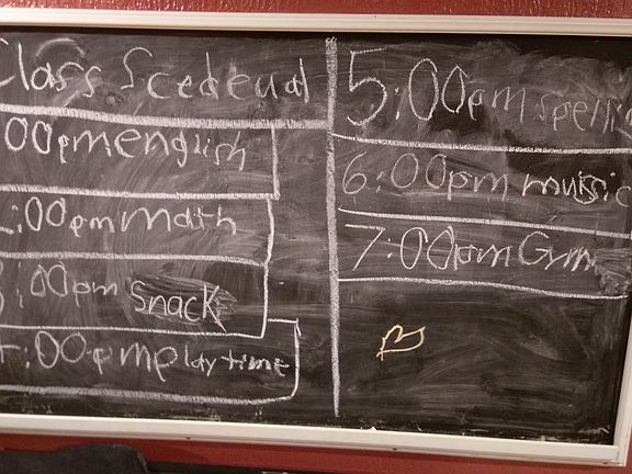 Built-in chalkboard in basement (used as a playroom but woul