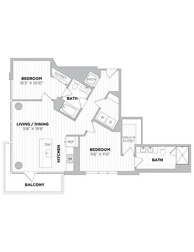 Floor plan 2 Bed/2 Bath-2C.1