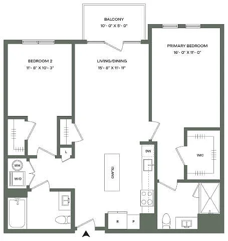 Floor plan 2 Bed 2 Bath-B1-B Mason East