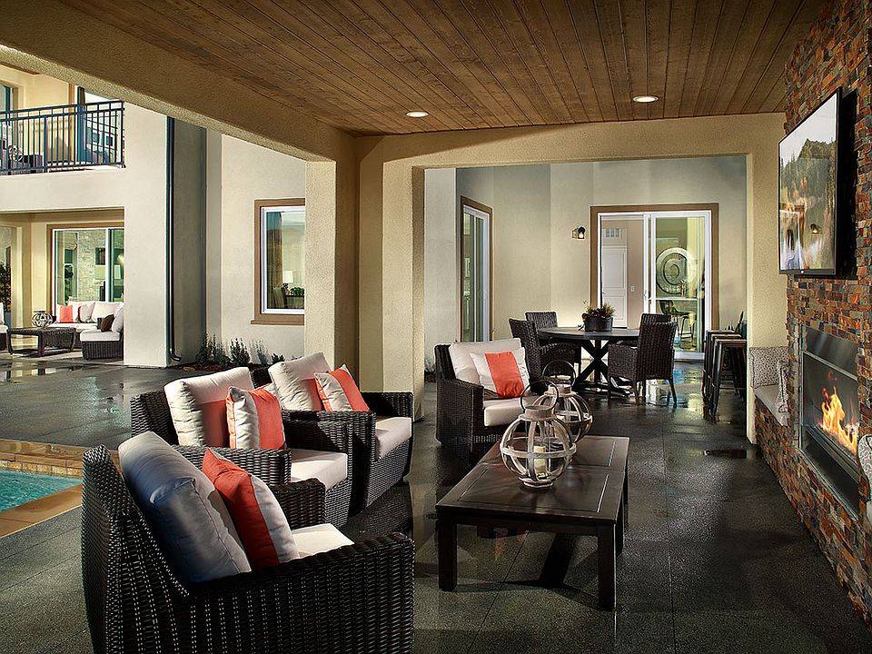 Arista At Aliento Plan 2 Model Home Backyard Fireplace Lounge