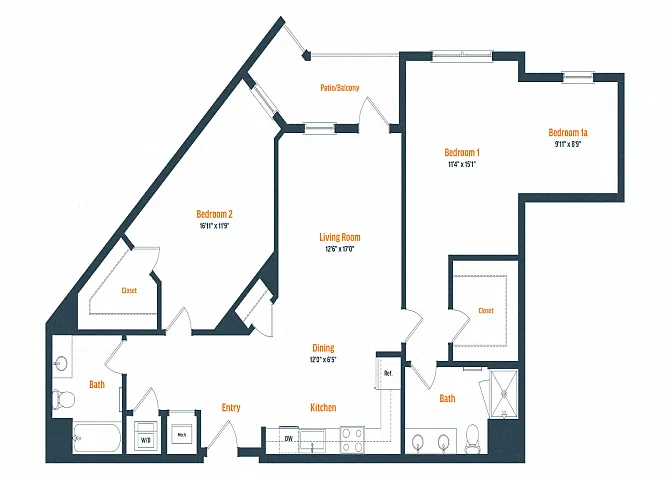 Floor plan B17 | 2 Bed | 2 Bath
