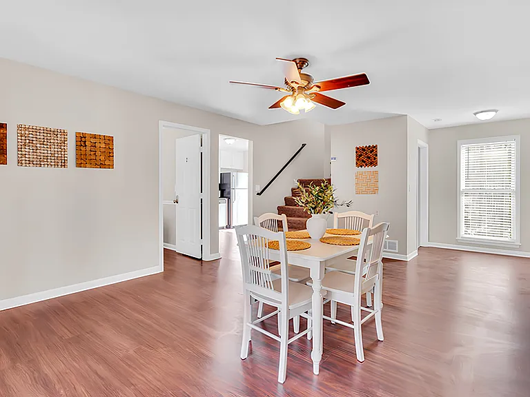 Quiet common area that is open to kitchen.