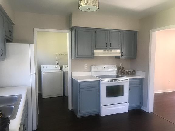 Freshly painted Cabinets in Kitchen, Lamitnate wood Floors, Electric Cooking with Fan Light