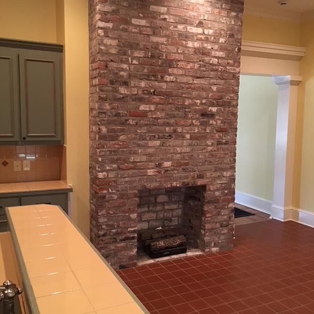 fireplace in kitchen