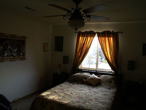 master bedroom has remote control updated fan, big closet!