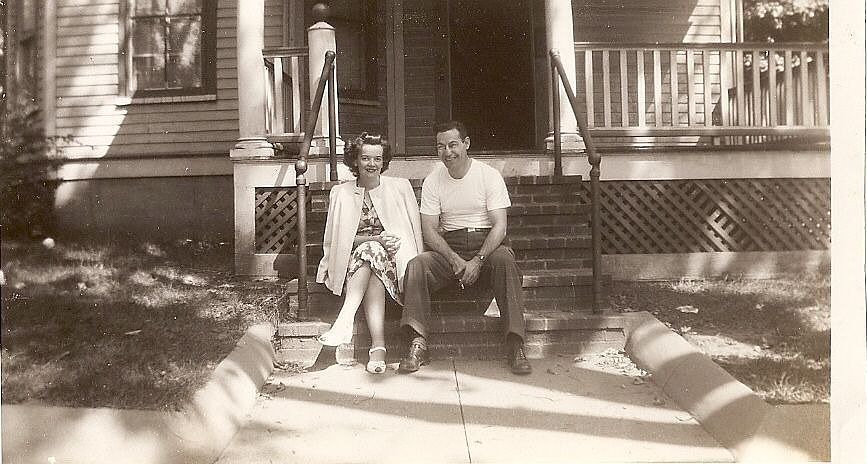 My Parents, Bunny and Ernie Marotta, on the steps of their house on Church St.