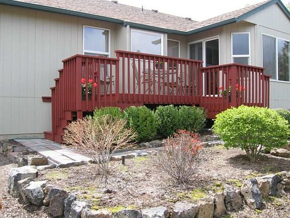 Recently painted cedar deck.