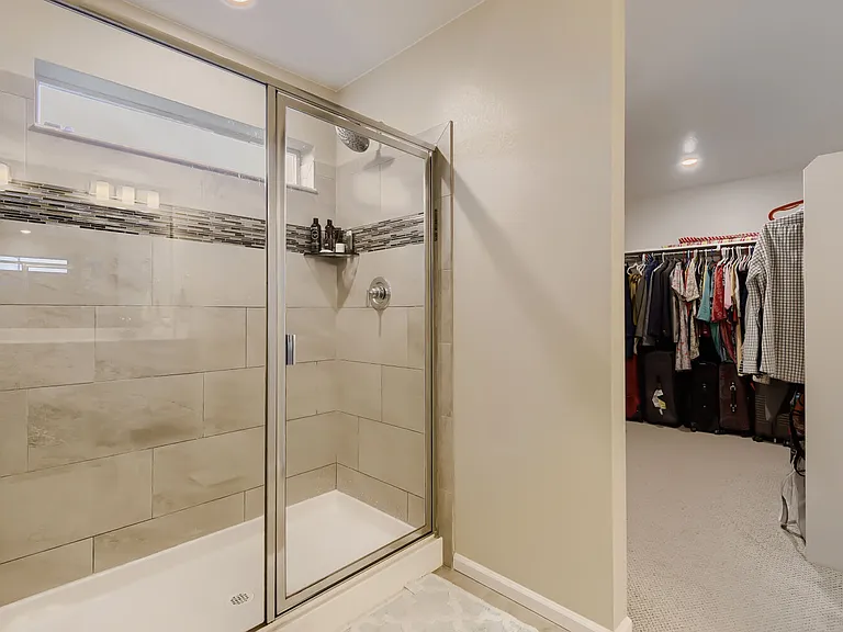 Large attached walk-in closet on the first floor for the primary suite