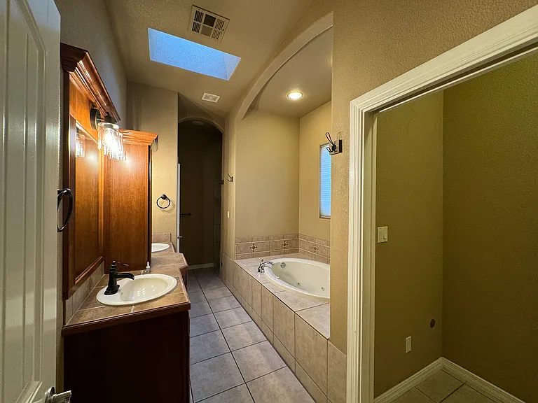Master bathroom looking in from bedroom