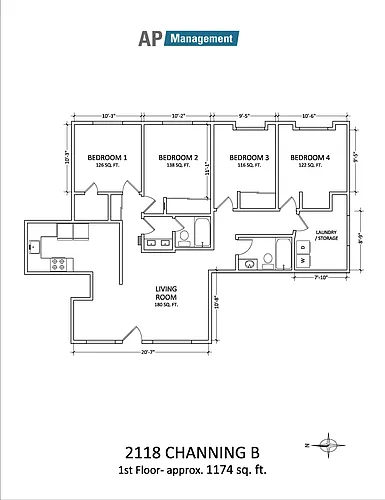 Floor plan 4-bed with In-Unit Laundry
