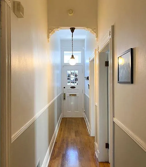View from the kitchen to the front door.